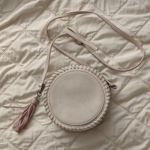 Circle crossbody purse, faux leather